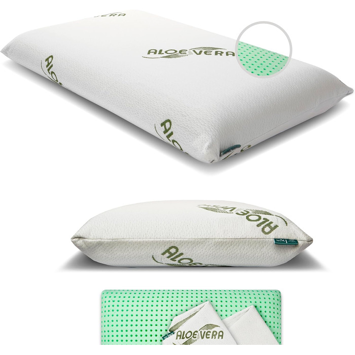 Подушка для сну з піни Memory Foam 15 см, для сну на боці, Aloe Vera, для дорослих, виготовлена в Італії