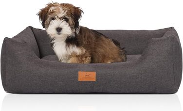 Ліжко для собак Knuffelwuff Lotte велюрове, знімний чохол, пране, сіре, XXL 120x85 см, для великих, середніх та малих собак