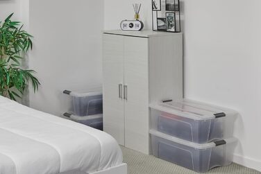 Пластикові контейнери для зберігання Iris Ohyama з кришкою, 60 л, набір 4 шт., сріблясті, без BPA, з ручками, для організації в спальні, шафі, офісі, міцний і стійкий до штабелювання
