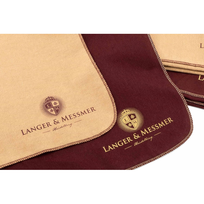 Langer & Messmer набір полірувальних серветок з 100% бавовни для гладкої шкіри, професійний догляд за взуттям, 6 шт, бежевий/бордовий