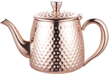 Чайник Café Olé Sandringham з молотковим ефектом, нержавіюча сталь 18/10, 0.5 л, антикорозійний, безкапельний, порожнисті ручки, мідне покриття