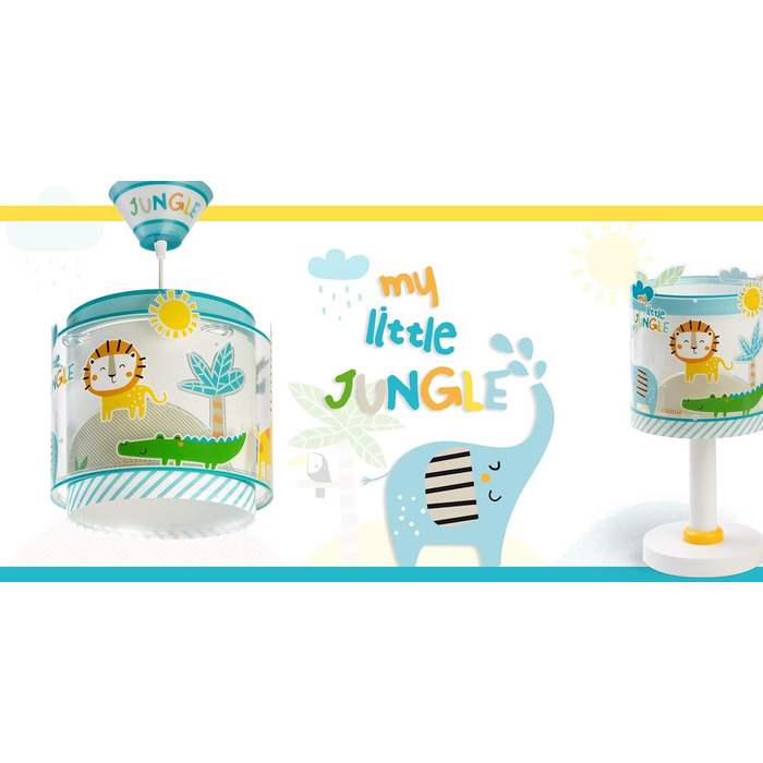 Підвісна лампа для дитячої кімнати Dalber My Little Jungle, 3 плафони, E27, різнокольорова, з малюнками тварин джунглів