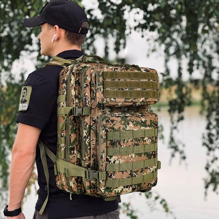 Тактичний рюкзак 45 л для туризму, військовий рюкзак для подорожей, з липучкою, армійський рюкзак для outdoor-активностей