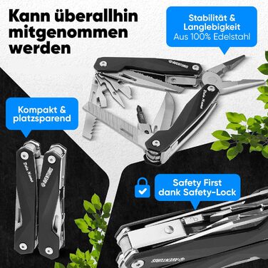 Мультитул AVENTURIS® — багатофункціональний інструмент для велосипеда та аутдору, чоловічий подарунок, зелене або чорне, персоналізований