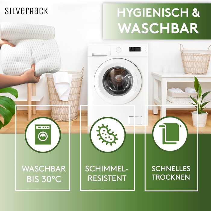Подушка для ванни SilverRack MEDIUM-WEICH, біла, 4D, ергономічна, з присосками – аксесуар для ванни, ортопедична подушка для шиї