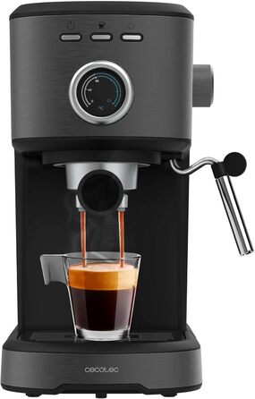 Кавоварка еспресо Cecotec Power Espresso 20 Pecan, 1100 Вт, 20 бар, термоблок, сталевий корпус, манометр, 1,25 л, подвійний фільтр, парова насадка