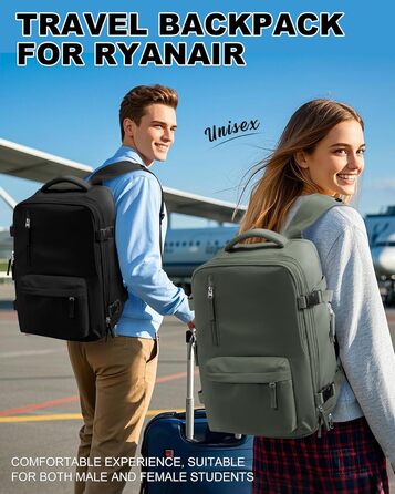 Рюкзак для ручної поклажі SZLX Ryanair, водонепроникний, з відділенням для взуття, для ноутбука 14'', для жінок і чоловіків, під сидіння літака, для EasyJet, темно-зелений