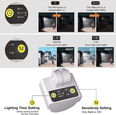 CLY LED прожектор 60Вт з датчиком руху, 5200Лм, 6500K, IP66, регульована яскравість, для вулиці, саду, гаража, двору