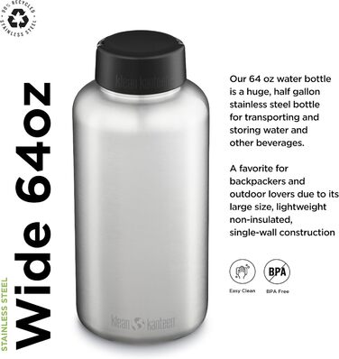 Пляшка для води KleanKanteen Wide з нержавіючої сталі, універсальний розмір