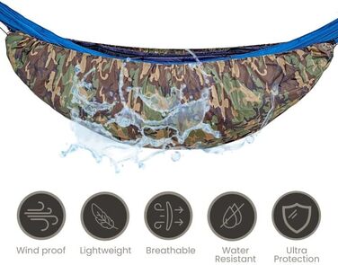 Onewind Преміум захист для гамаку Underquilt, чохол для одинарного та подвійного гамаку, міцна захисна накидка Double Skin для зимового кемпінгу, туризму та подорожей, колір OD Green (камуфляж)