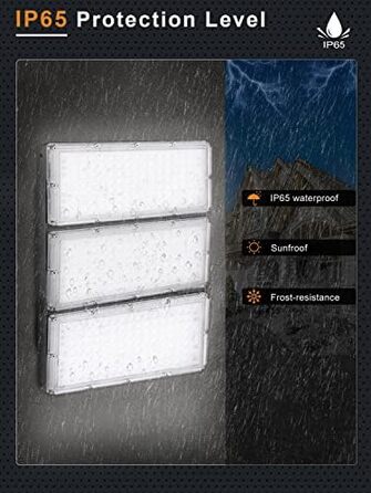 Ankishi LED прожектор для вулиці 300Вт, IP65, 6500K, холодне світло, 30000Лм, водонепроникний, комплект 10 шт. для спортивних майданчиків, гаража, саду, двору