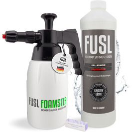 Набір для очищення гриля FUSL FOAMSTER: піна, 1 л знежирювача, біорозкладний, для газових грилів, коптильні та решіток, вироблено в Німеччині