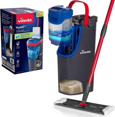 Швабра Vileda H2PrO з мікрофібри, розділення чистої та брудної води, водозберігаюча, ергономічна ручка, компактне зберігання, екологічна упаковка