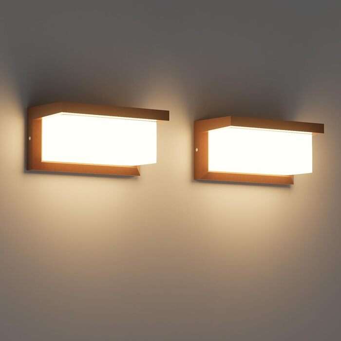 Світлодіодний фасадний світильник Klighten, IP65, водонепроникний, 3000K, прямокутний, для вулиці та приміщень, тераси, саду, 2 шт., колір іржаво-червоний, довгий