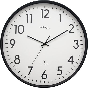 Настінний годинник Technoline XXL WT8998 50 см, чорний, залізничний стиль, радіокерований