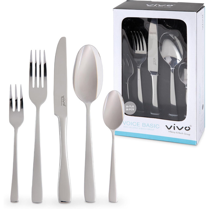 Набір столових приборів vivo by Villeroy & Boch Voice Basic, 30 предметів, нержавіюча сталь, для 6 осіб, можна мити в посудомийній машині