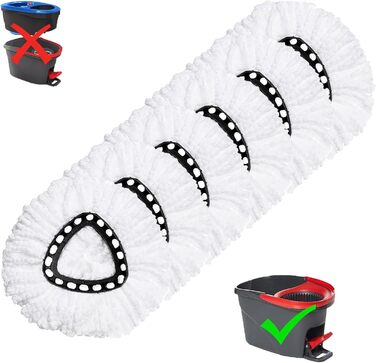 Набір із 6 змінних насадок з мікрофібри для швабри O-Ceda EasyWrin Spin Mop, запасні головки для легкого прибирання