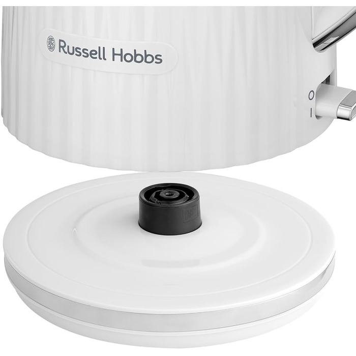 Електрочайник Russell Hobbs Eden 1,7 л 2400 Вт, білий, нержавіюча сталь, знімний фільтр, відкривання кришки кнопкою, індикатор рівня води, підсвітка, BPA free 27360-70