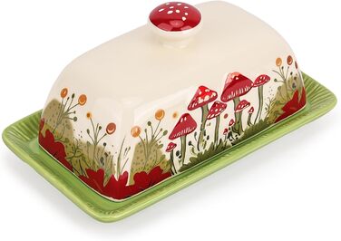 Грибна маслюка Fungi Fun з кришкою - керамічна, біла