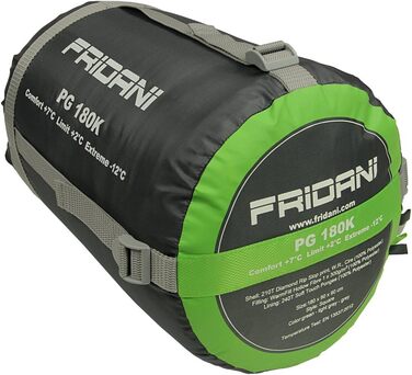 Дитячий спальний мішок Fridani PG 180x90 см XXL, зелений, теплий, водовідштовхувальний, праний, до -12°C
