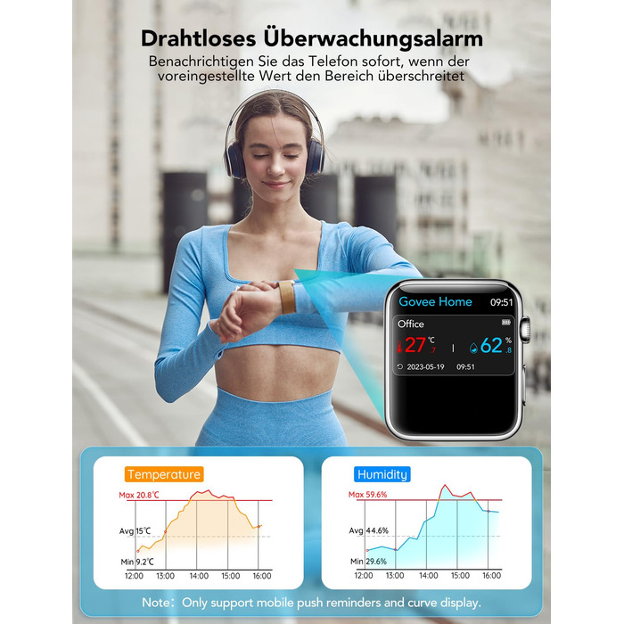Цифровий термогігрометр GoveeLife WLAN для дому, з додатком, вимірювач температури та вологості, дистанційне керування, зберігання даних, для спальні та винного погребу