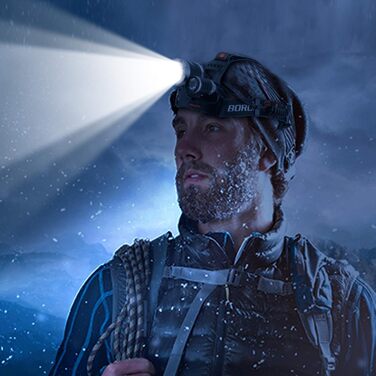 Налобний ліхтар BORUIT RJ3000 LED, 5000 люмен, водонепроникний IPX5, акумуляторний, 4 режими, для дорослих і дітей, для бігу, риболовлі, кемпінгу