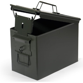 Металева ящик для набоїв US Ammo Box, з замком, для зберігання патронів і літієвих батарей, 28 см, із захисним кільцем 30 см