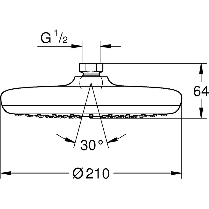 Верхній душ Grohe Tempesta 210, хром, 26408000