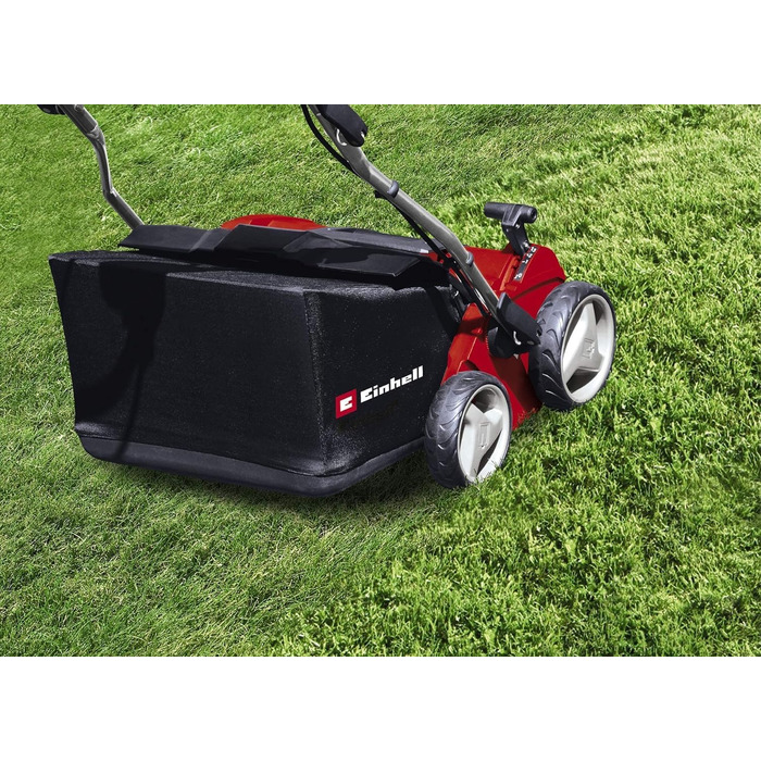 Електричний аератор-скарифікатор Einhell GE-SA 1435, 1400 Вт, 35 см, 3-9 мм, регулювання висоти, 28 л травозбірник, з валиком для аерації