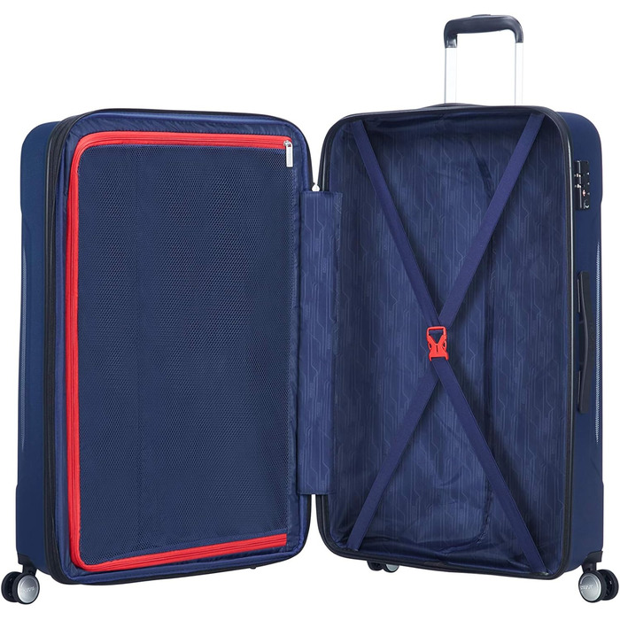 Велика розширювана валіза American Tourister Tracklite Spinner 120 л, темно-синя, 78 см