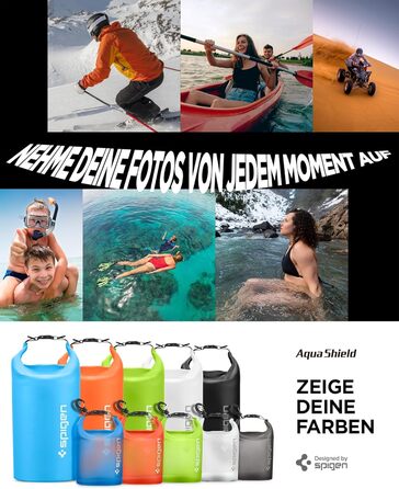 Водонепроникний набір сумок Spigen Aqua Shield 20L+2L для пляжу, плавання, кемпінгу, човна, каяка, чорний