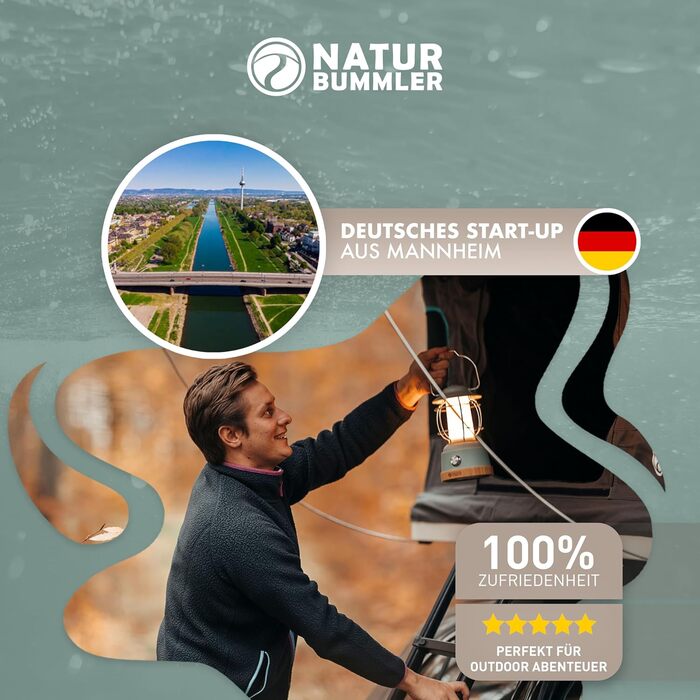 Кемпінгова LED лампа Naturbummler, акумуляторна, 5200mAh, до 200 годин світіння, водонепроникна, Powerbank, димер, для кемпінгу та виживання