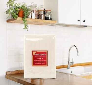 Кухонні рушники Utopia Kitchen 24 шт., 100% бавовна, натуральні, 71×71 см, для прибирання та сушіння, високої поглинальної здатності
