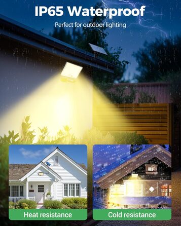 LOTMOS сонячні LED ліхтарі для вулиці з датчиком руху, 342 LED, IP65, 3 режими, тепле біле світло, з пультом, для саду та гаража, 4 шт.