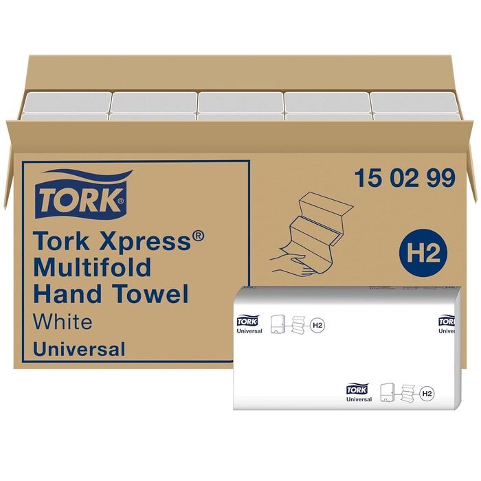 Tork Xpress настільний диспенсер для складених паперових рушників H2, білий, компактний, комплект з рушниками, 21,8x32,3x11,6 см