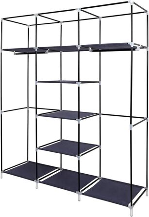 Тканинна шафа для одягу, велика, сіра, 150x45x175 см, міцний каркас, для спальні та гардеробної