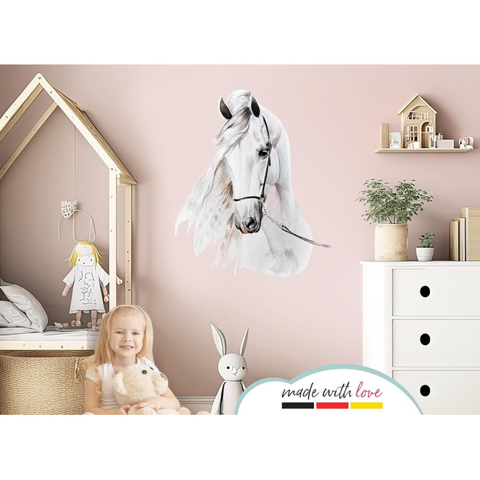 Дитяча настінна наклейка Little Deco Кінська голова 62x73 см для кімнати малюка, постер-стікер DL142