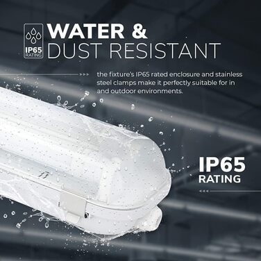 Світильник HOFTRONIC LED 150 см 60Вт 10500лм IP65, холодне світло, антивологий, для гаража, підвалу, офісу, підключення T8, без мерехтіння, водостійкий, 4000K