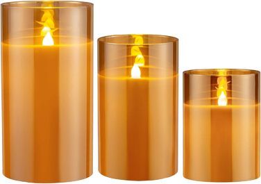 Свічки LED Pauleen Classy Golden, набір 3 шт., з батарейкою та таймером 6 годин, золотисті, імітація воскової свічки