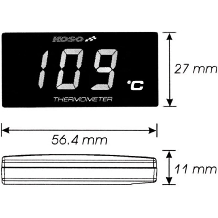 KOSO BA024B10 Супер тонкий електронний термометр для мотоцикла