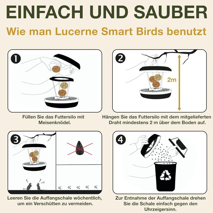 Підвісна годівниця для птахів SWISSINNO Lucerne SMART, сіра, для 7 кульок, з піддоном, захист від щурів