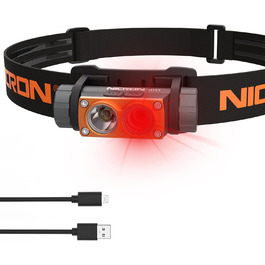 Лобовий ліхтар NICRON H15T LED з червоним світлом, USB акумуляторний, 500 люмен, водонепроникний IP67 для риболовлі, нічних прогулянок, археології
