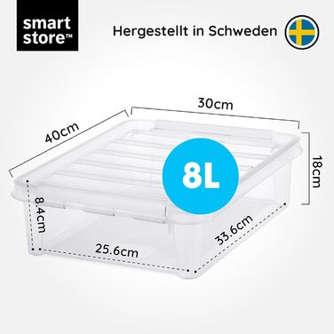 Набір з 10 пластикових контейнерів SmartStore Classic 7,5 л з кришкою, харчовий пластик, прозорі, міцні, для зберігання, 40x30x11 см, штабельовані, гарантія 10 років
