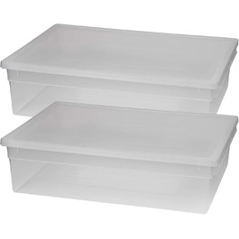 Kreher XL пластикові контейнери для зберігання з кришкою, прозорі, 37,6×52×13,9 см, набір 2 шт, великий об’єм