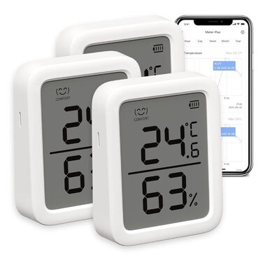 Набір з 3-х розумних термометрів-гігрометрів SwitchBot для дому, Bluetooth сенсор температури та вологості з попередженням і зберіганням даних, для дитячої кімнати, гаража