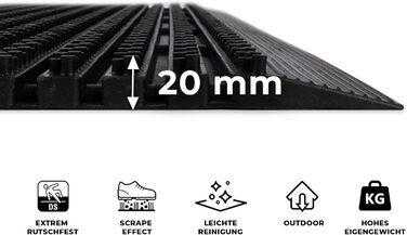 Гумовий килимок для взуття Floordirekt 60x90 см – грязезахисний вуличний та внутрішній килимок для дверей