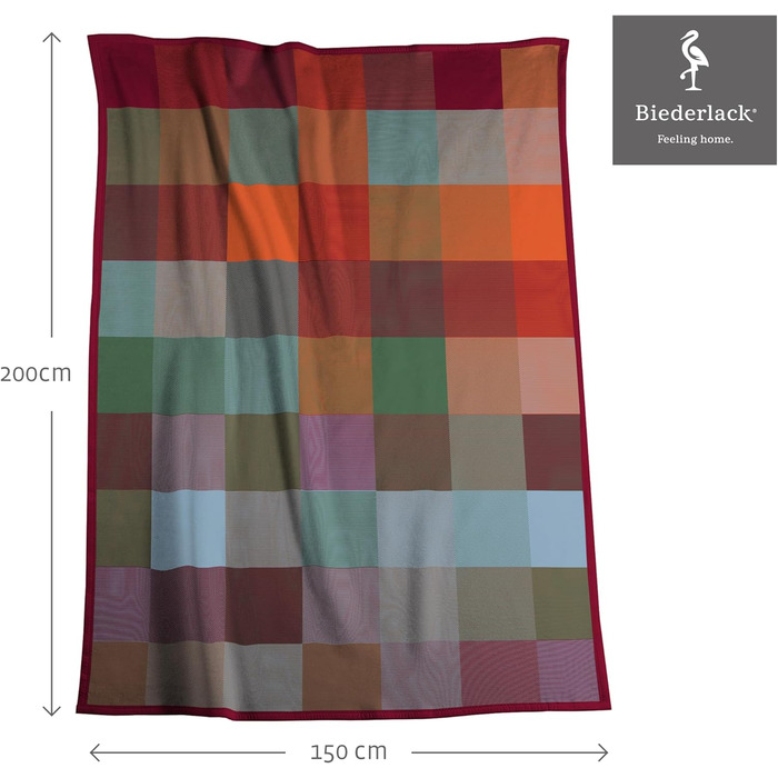 Плед biederlack Pure Cotton Karo, фланелевий, 150x200 см, 100% бавовна, кольорова клітинка, еко, виготовлено в Німеччині