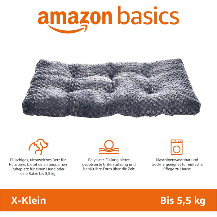 Ліжко для великих собак Amazon Basics, машинне прання, міцне, 102×69×9 см, сірий візерунок, 2 шт.