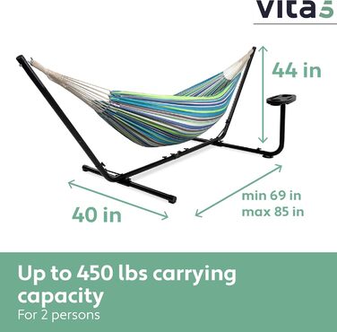 Гамак Vita5 з каркасом для двох, переносний, 200 кг, для саду, басейну, балкона та тераси