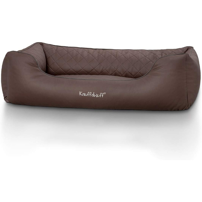 Лежак для собак Knuffelwuff Milan XXL, штучна шкіра, коричневий, 120x85 см, знімний чохол, м'яке собаче ліжко, що миється
